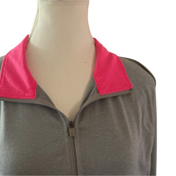 DANSKIN NOW Semifitted Gray Athletic Jacket with Pink Trim, Size XL Athleisure - Picture 2 of 8
